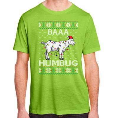 Baaa Humbug Goat Santa Hat Christmas Lights Ugly Sweater Gift Adult ChromaSoft Performance T-Shirt