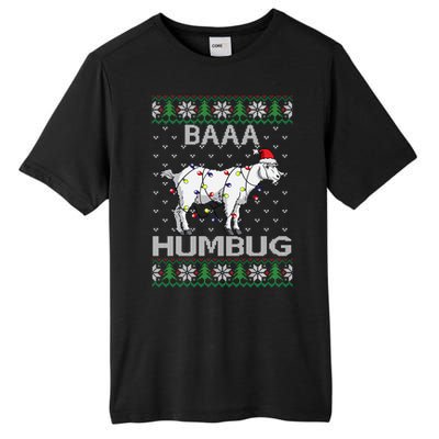 Baaa Humbug Goat Santa Hat Christmas Lights Ugly Sweater Gift Tall Fusion ChromaSoft Performance T-Shirt