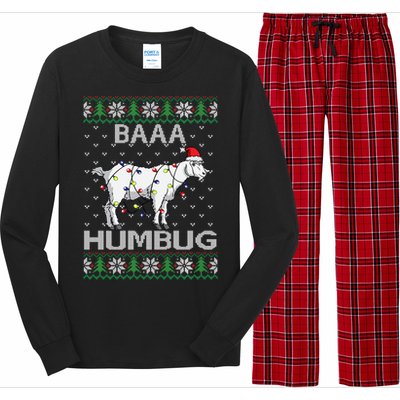 Baaa Humbug Goat Santa Hat Christmas Lights Ugly Sweater Gift Long Sleeve Pajama Set