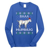 Baaa Humbug Goat Santa Hat Christmas Lights Ugly Sweater Gift Long Sleeve Shirt