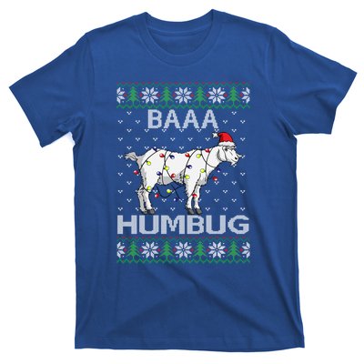 Baaa Humbug Goat Santa Hat Christmas Lights Ugly Sweater Gift T-Shirt