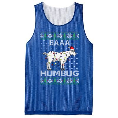 Baaa Humbug Goat Santa Hat Christmas Lights Ugly Sweater Gift Mesh Reversible Basketball Jersey Tank