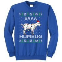 Baaa Humbug Goat Santa Hat Christmas Lights Ugly Sweater Gift Tall Sweatshirt