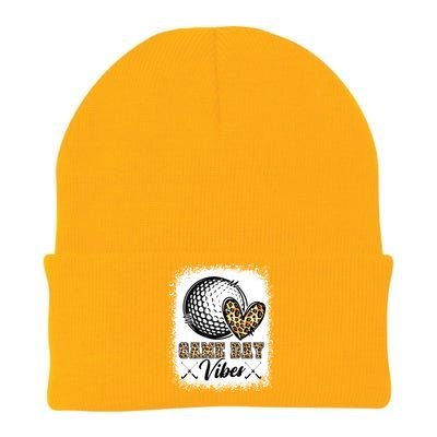 Bleached Hockey Game Day Vibes Hockey Mom Game Day Season Great Gift Knit Cap Winter Beanie