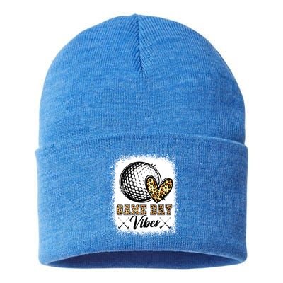 Bleached Hockey Game Day Vibes Hockey Mom Game Day Season Great Gift Sustainable Knit Beanie