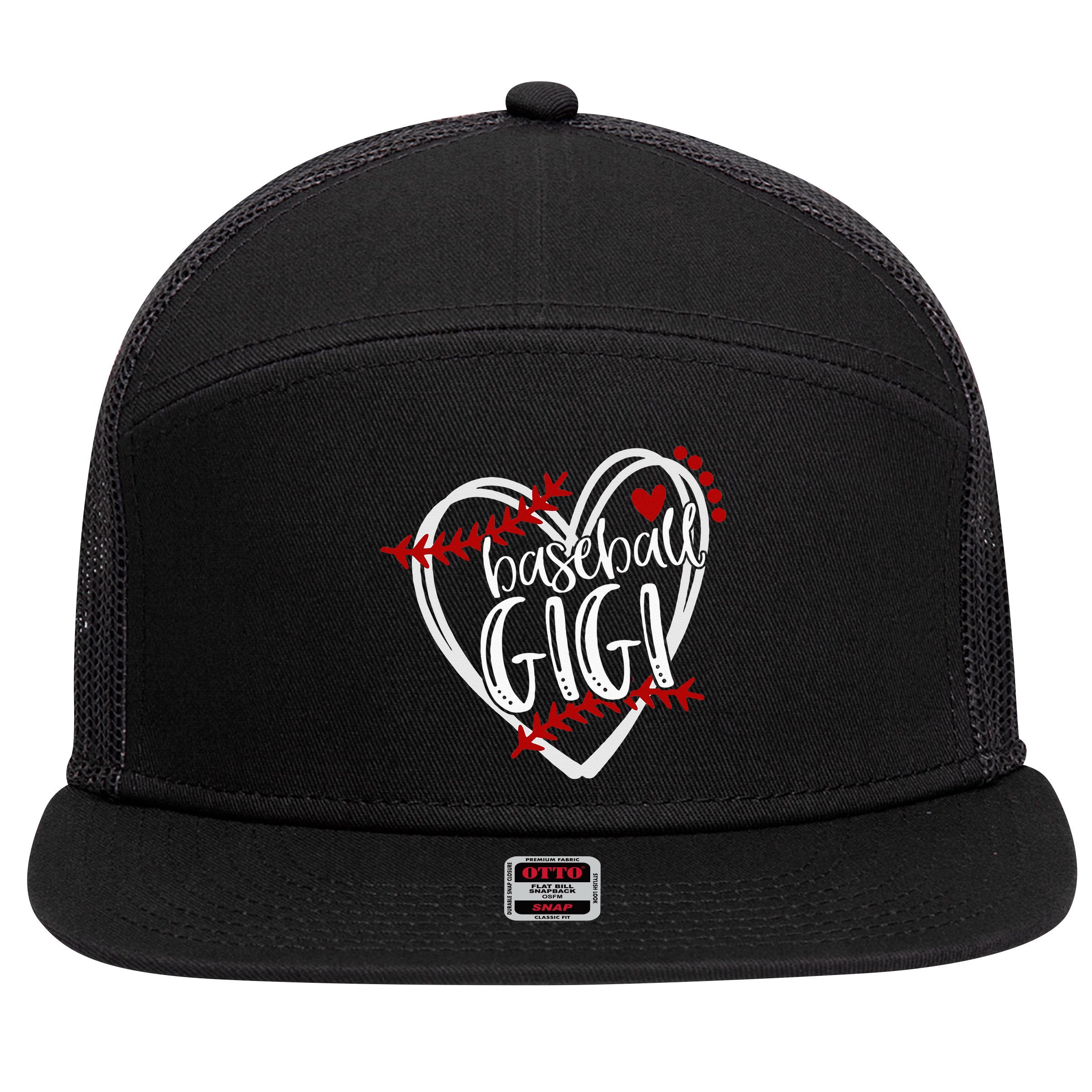 Baseball Heart GIGI Grandma T Trendy 7 Panel Mesh Trucker Snapback Hat