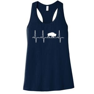 Buffalo Heartbeat Gift For Men Women Tamaraw Bison Lover Women's Racerback Tank