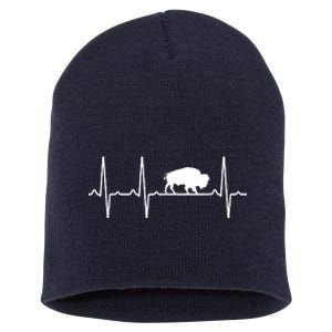 Buffalo Heartbeat Gift For Men Women Tamaraw Bison Lover Short Acrylic Beanie