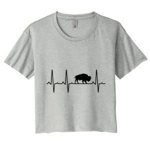 Buffalo Heartbeat Gift For Men Women Tamaraw Bison Lover Women's Crop Top Tee