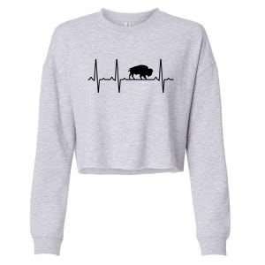 Buffalo Heartbeat Gift For Men Women Tamaraw Bison Lover Cropped Pullover Crew