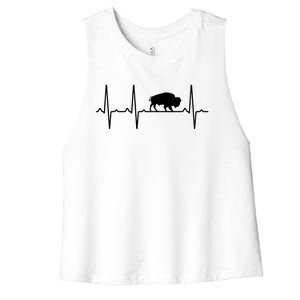 Buffalo Heartbeat Gift For Men Women Tamaraw Bison Lover Women's Racerback Cropped Tank