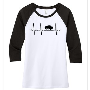 Buffalo Heartbeat Gift For Men Women Tamaraw Bison Lover Women's Tri-Blend 3/4-Sleeve Raglan Shirt