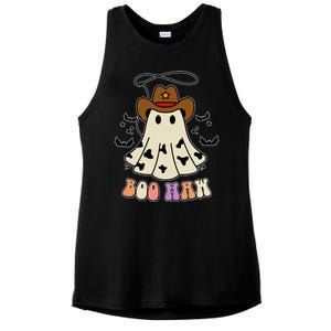 Boo Haw Ghost Western Cowboy Cowgirl Halloween Ladies PosiCharge Tri-Blend Wicking Tank