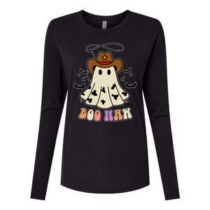 Boo Haw Ghost Western Cowboy Cowgirl Halloween Womens Cotton Relaxed Long Sleeve T-Shirt