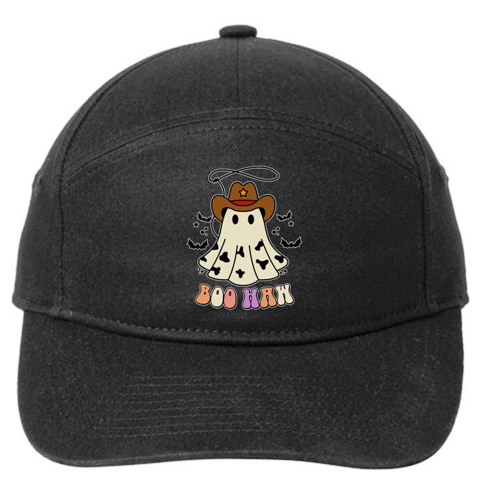 Boo Haw Ghost Western Cowboy Cowgirl Halloween 7-Panel Snapback Hat