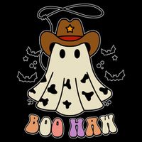 Boo Haw Ghost Western Cowboy Cowgirl Halloween 7-Panel Snapback Hat