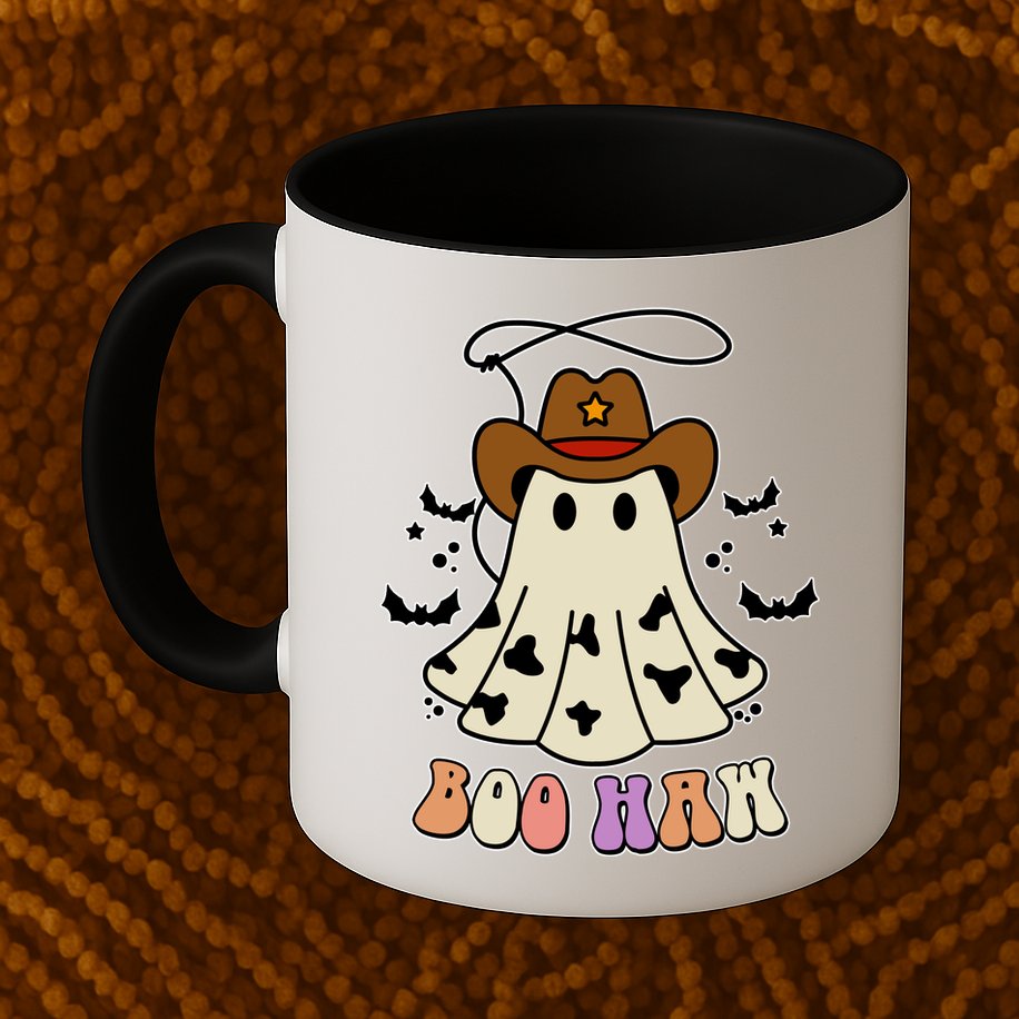 Boo Haw Ghost Western Cowboy Cowgirl Halloween Mug