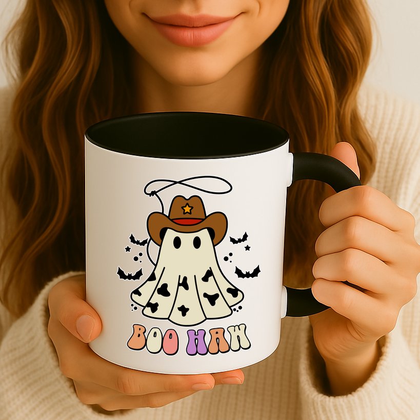Boo Haw Ghost Western Cowboy Cowgirl Halloween Mug