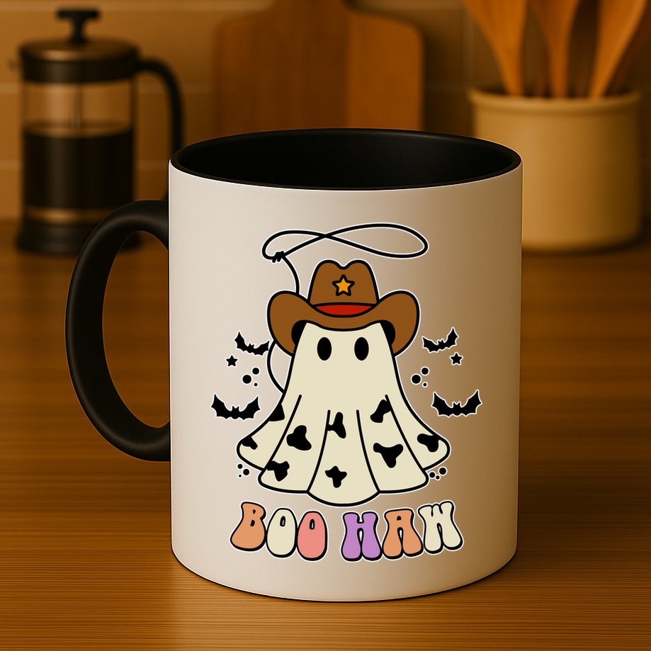 Boo Haw Ghost Western Cowboy Cowgirl Halloween Mug