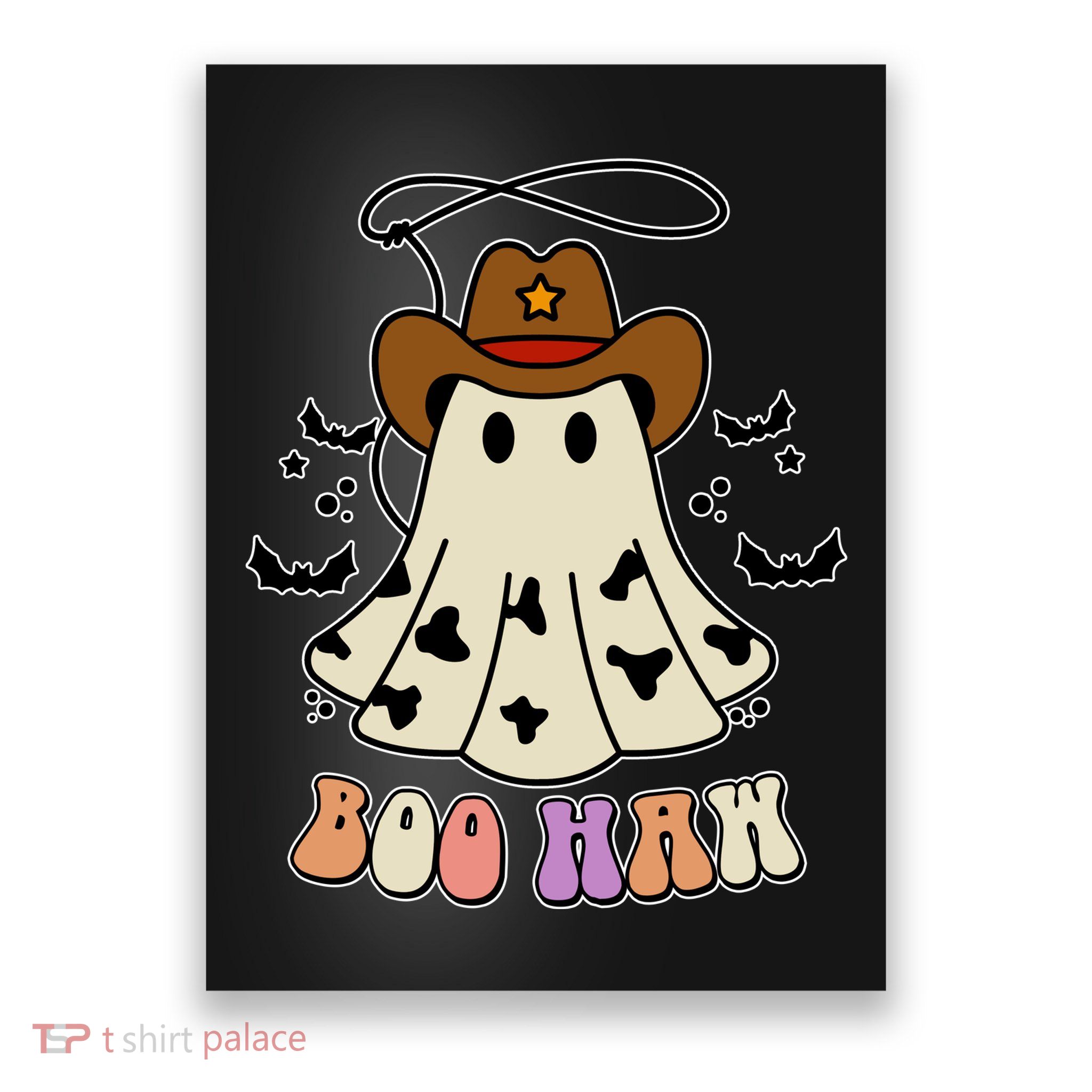Boo Haw Ghost Western Cowboy Cowgirl Halloween Poster