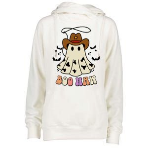 Boo Haw Ghost Western Cowboy Cowgirl Halloween Womens Funnel Neck Pullover Hood