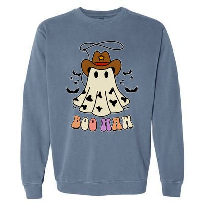 Boo Haw Ghost Western Cowboy Cowgirl Halloween Garment-Dyed Sweatshirt