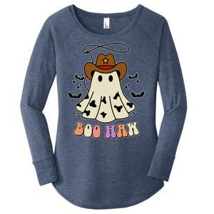 Boo Haw Ghost Western Cowboy Cowgirl Halloween Women's Perfect Tri Tunic Long Sleeve Shirt