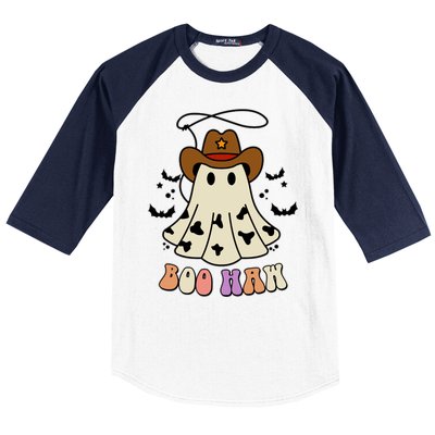 Boo Haw Ghost Western Cowboy Cowgirl Halloween Baseball Sleeve Shirt