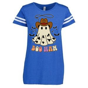 Boo Haw Ghost Western Cowboy Cowgirl Halloween Enza Ladies Jersey Football T-Shirt