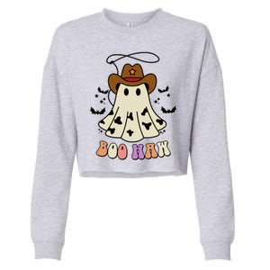 Boo Haw Ghost Western Cowboy Cowgirl Halloween Cropped Pullover Crew