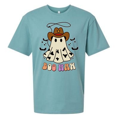 Boo Haw Ghost Western Cowboy Cowgirl Halloween Sueded Cloud Jersey T-Shirt