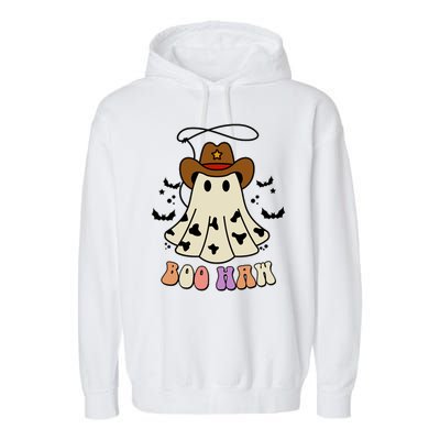 Boo Haw Ghost Western Cowboy Cowgirl Halloween Garment-Dyed Fleece Hoodie