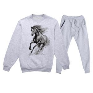 Beautiful Horse Graphic Horse Lover Premium Crewneck Sweatsuit Set