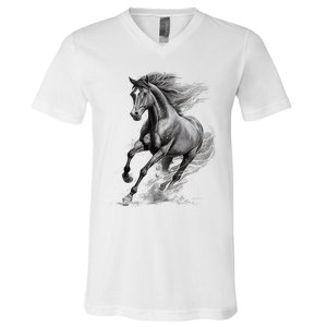 Beautiful Horse Graphic Horse Lover V-Neck T-Shirt