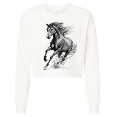 Beautiful Horse Graphic funny Horse Lover Cropped Pullover Crew
