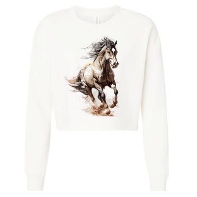 Beautiful Horse Graphic Horse Cropped Pullover Crew
