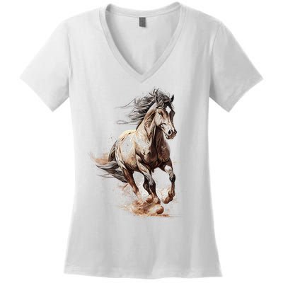 Beautiful Horse Graphic Horse funny animal Women's V-Neck T-Shirt