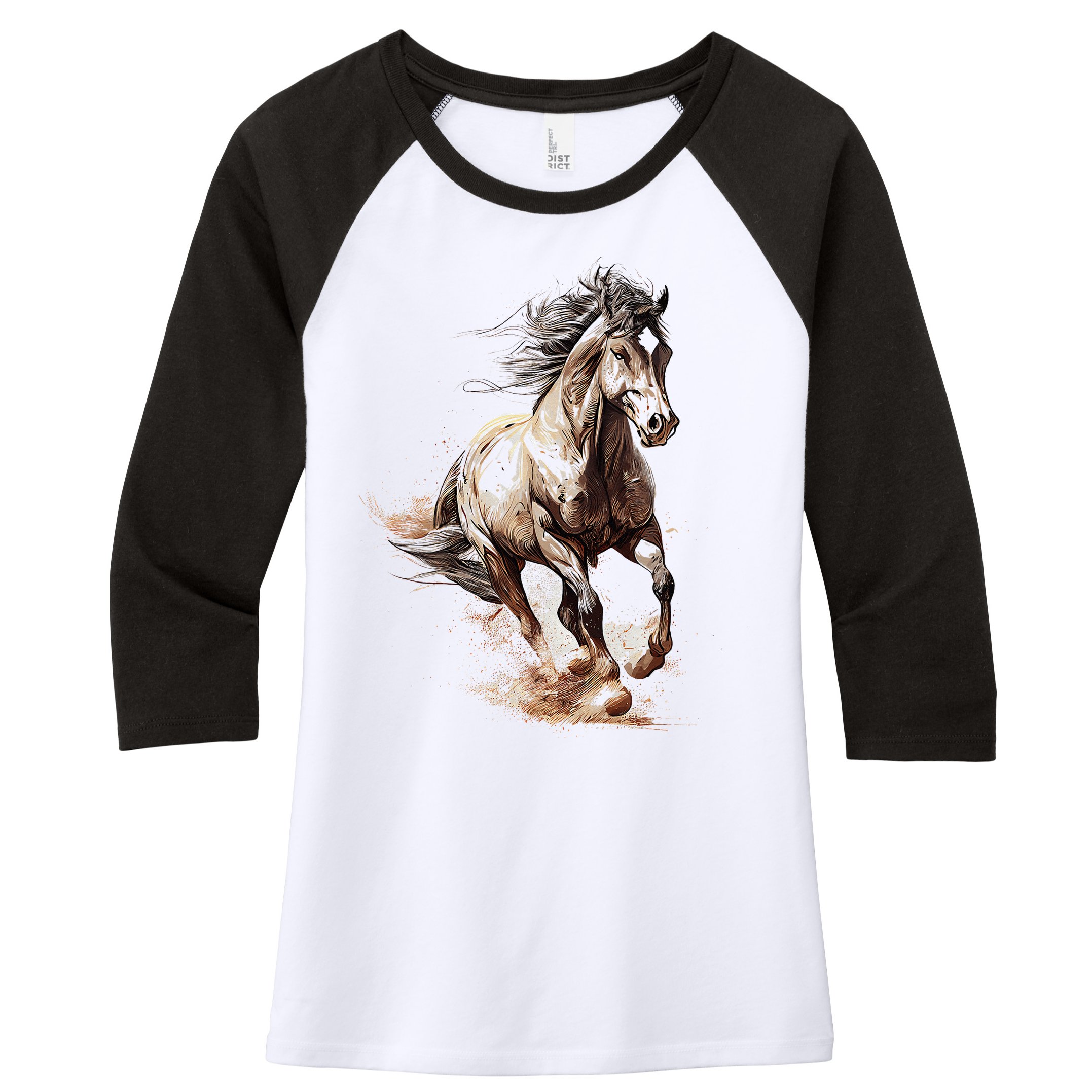Beautiful Horse Graphic Horse funny animal Women's Tri-Blend 3/4-Sleeve Raglan Shirt