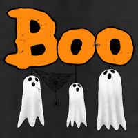 Boo Hanging Ghost Cute Funny Halloween Party 7 Panel Mesh Trucker Snapback Hat