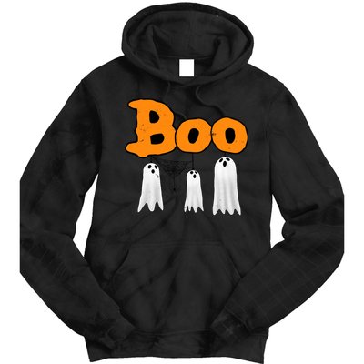 Boo Hanging Ghost Cute Funny Halloween Party Tie Dye Hoodie
