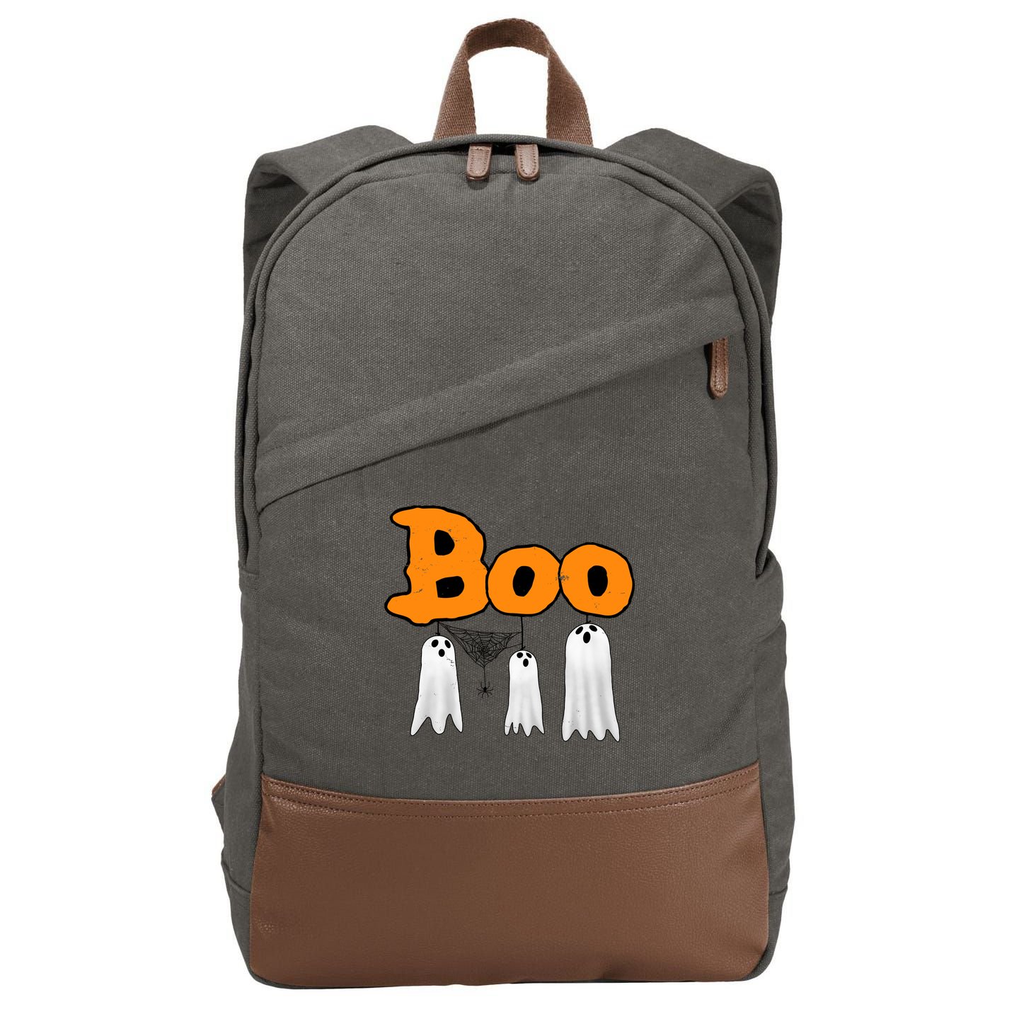 Boo Hanging Ghost Cute Funny Halloween Party Cotton Canvas Backpack