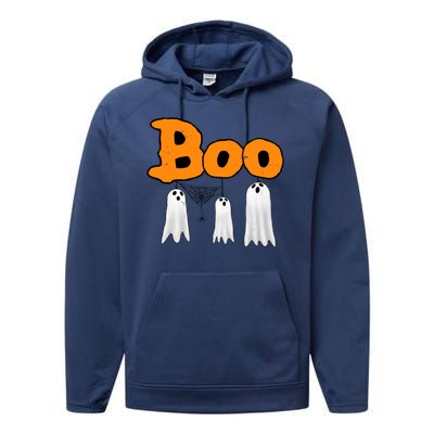 Boo Hanging Ghost Cute Funny Halloween Party Performance Fleece Hoodie