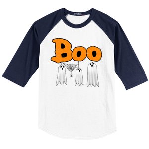 Boo Hanging Ghost Cute Funny Halloween Party Baseball Sleeve Shirt