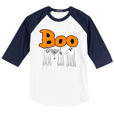 Boo Hanging Ghost Cute Funny Halloween Party Baseball Sleeve Shirt