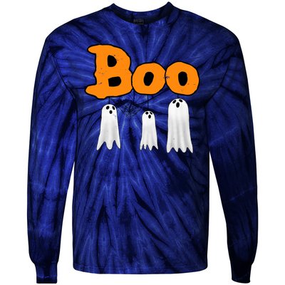 Boo Hanging Ghost Cute Funny Halloween Party Tie-Dye Long Sleeve Shirt