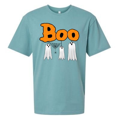 Boo Hanging Ghost Cute Funny Halloween Party Sueded Cloud Jersey T-Shirt