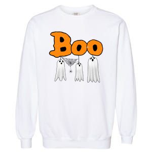 Boo Hanging Ghost Cute Funny Halloween Party Garment-Dyed Sweatshirt