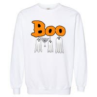 Boo Hanging Ghost Cute Funny Halloween Party Garment-Dyed Sweatshirt