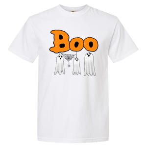 Boo Hanging Ghost Cute Funny Halloween Party Garment-Dyed Heavyweight T-Shirt