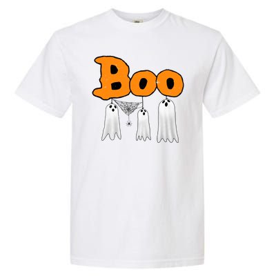 Boo Hanging Ghost Cute Funny Halloween Party Garment-Dyed Heavyweight T-Shirt